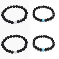 Black Agate Bracelets, with Gemstone, natural & for woman & frosted, 8mm Approx 7.5 Inch 