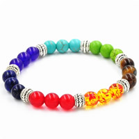 Gemstone Bracelets, with Zinc Alloy, antique silver color plated, natural & Unisex, 8mm Approx 7.5 Inch 