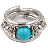 Zinc Alloy Turquoise Bracelets, with Synthetic Turquoise, platinum color plated, for woman, Inner Approx 60mm Approx 7.5 Inch 