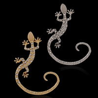 Earring Cuff and Wraps, Zinc Alloy, with Cats Eye, stainless steel post pin, Gecko, plated, with rhinestone lead & cadmium free 