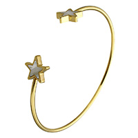 Stainless Steel Cuff Bangle, with Resin, Star, gold color plated, for woman 2mm, Inner Approx Approx 7 Inch 