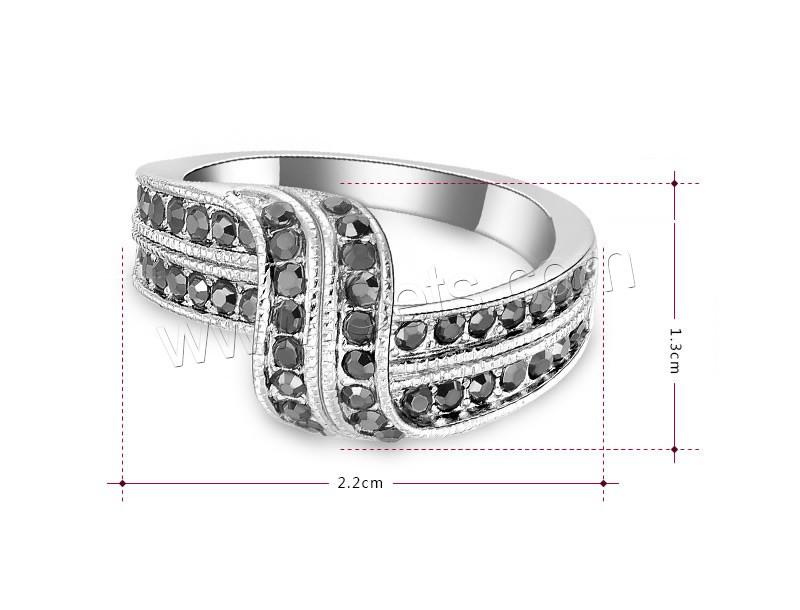 Newegg® Finger Ring, Zinc Alloy, platinum plated, different size for choice & for woman & with rhinestone, 22x13mm, Sold By PC
