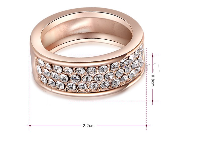 Newegg® Finger Ring, Zinc Alloy, real rose gold plated, different size for choice & for woman & with rhinestone, 8x22mm, Sold By PC