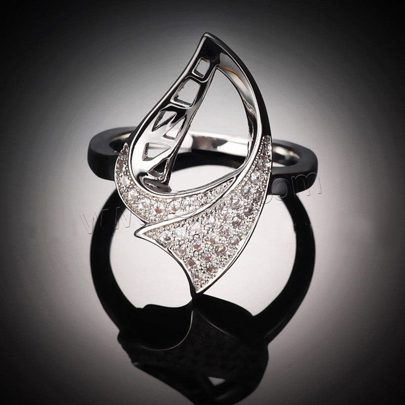 Newegg® Finger-Ring, Messing, platiniert, verschiedene Größen vorhanden & für Frau & mit kubischem Zirkonia & hohl, 19x12mm, verkauft von PC