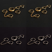 Zinc Alloy Ring Set, plated, with rhinestone lead & cadmium free, 13-16mm, US Ring .5-6 