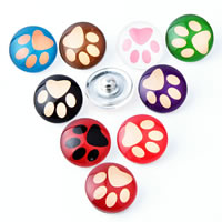 Jewelry Snap Button, Zinc Alloy, with Glass, platinum color plated, time gem jewelry & mixed & decal, lead & cadmium free, 18mm 
