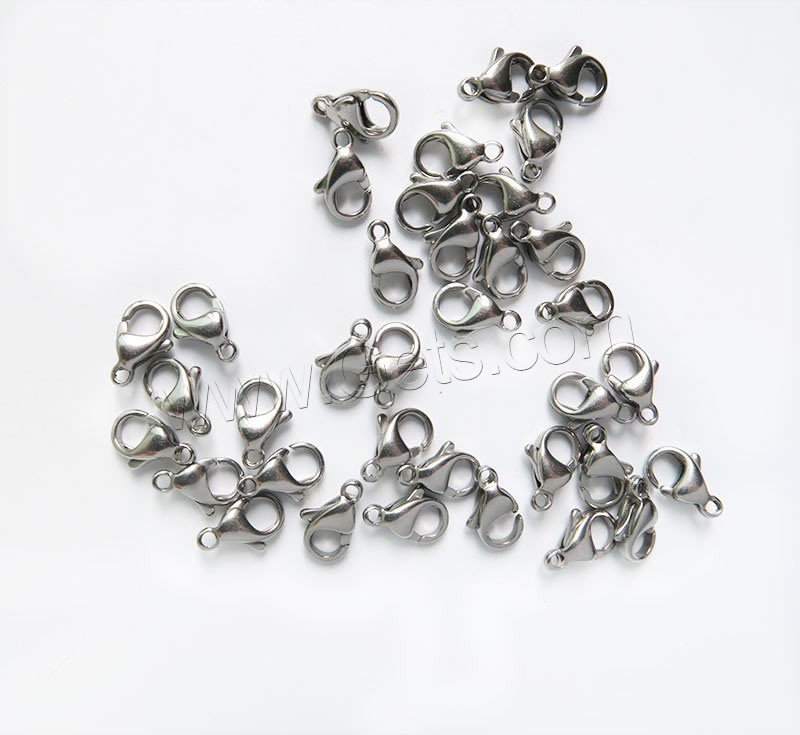 Titanium Steel Lobster Claw Clasp, Stainless Steel, different size for choice, original color, Hole:Approx 1mm, Sold By PC