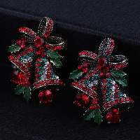 Christmas Jewelry Brooch , Zinc Alloy, Christmas Bell, plated, with rhinestone nickel, lead & cadmium free, 27mm 