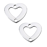 Stainless Steel Charm Connector, Heart, Customized & 1/1 loop, original color Approx 1.5mm 