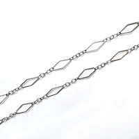 Stainless Steel Chain Jewelry, rhombus chain, original color, 8mm 