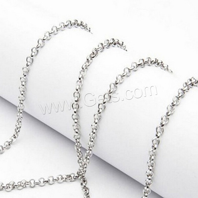 Stainless Steel Rolo Chain, different size for choice, original color, Sold By m