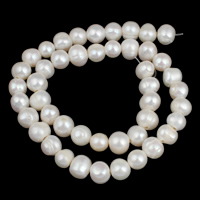 Perlas Patata Freshwater, Perlas cultivadas de agua dulce, natural, Blanco, 9-10mm, agujero:aproximado 2mm, longitud:aproximado 14.5 Inch, Vendido por Sarta