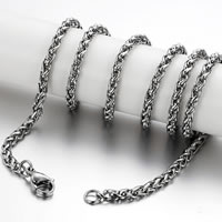 Stainless Steel Chain Necklace, wheat chain, original color, 3mm Approx 19.5 Inch 