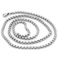 Stainless Steel Chain Necklace & box chain, original color Approx 17.5 Inch 