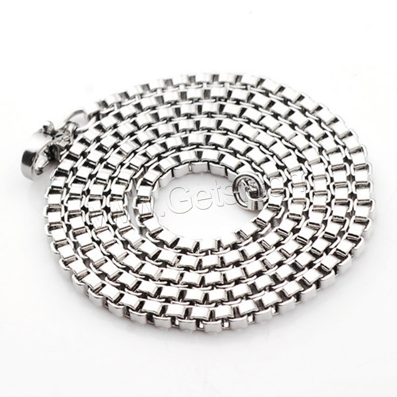 Stainless Steel Chain Necklace, different size for choice & box chain, original color, Length:Approx 17.5 Inch, Sold By Strand