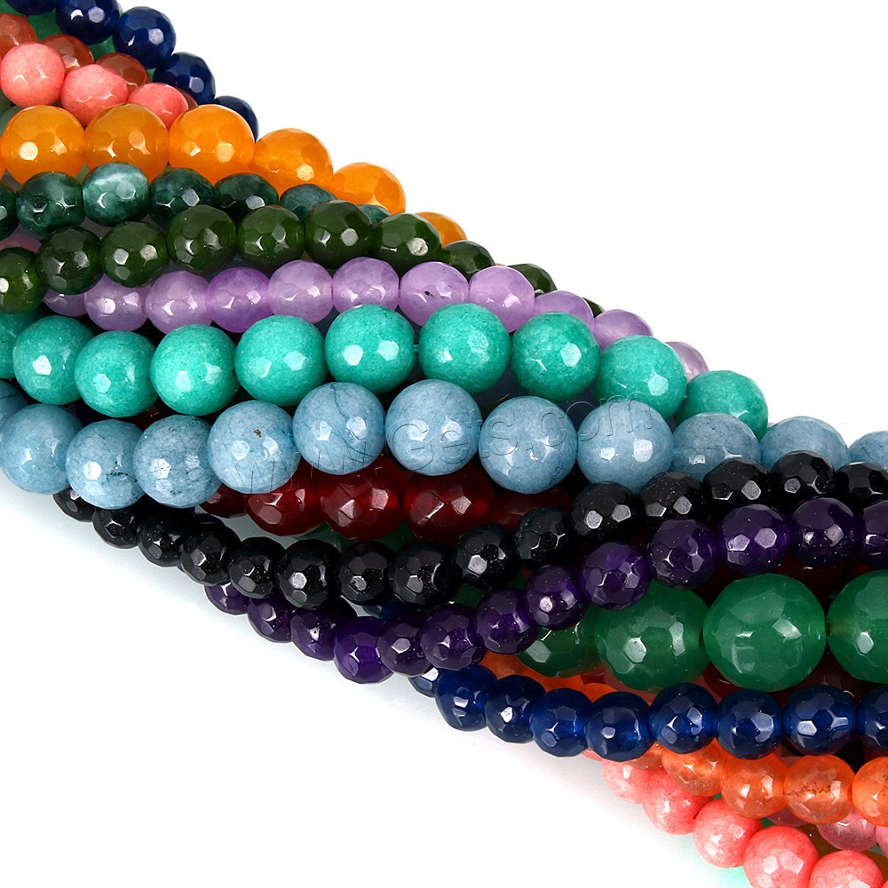 Dyed Jade Beads, Round, different size for choice & faceted, more colors for choice, Hole:Approx 1mm, Sold By Strand