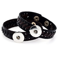 Snap Button Bracelet, Zinc Alloy, with PU Leather, plated, for woman lead & cadmium free, 18mm, Inner Approx 6mm Approx 7 Inch 