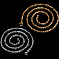 Halskette, Edelstahl, plattiert, unterschiedliche Länge der Wahl & Weizen Kette & für den Menschen, keine, 7mm, verkauft von Strang