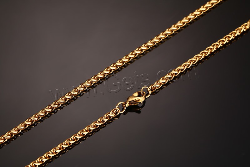 Stainless Steel Chain Necklace, plated, different length for choice & wheat chain & for man, more colors for choice, 7mm, Sold By Strand