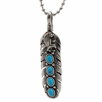 Titanium Steel Pendants, with Synthetic Turquoise, Feather, blacken Approx 3-5mm 