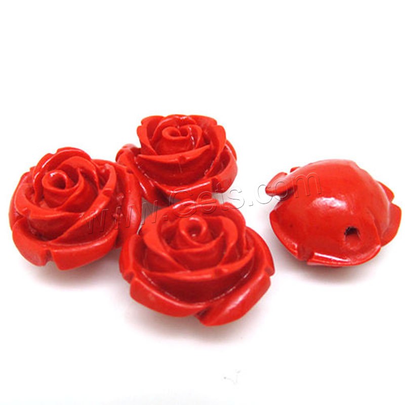 Perles cinabre, fleur, gravé, normes différentes pour le choix, rouge, Trou:Environ 1-2mm, Vendu par PC