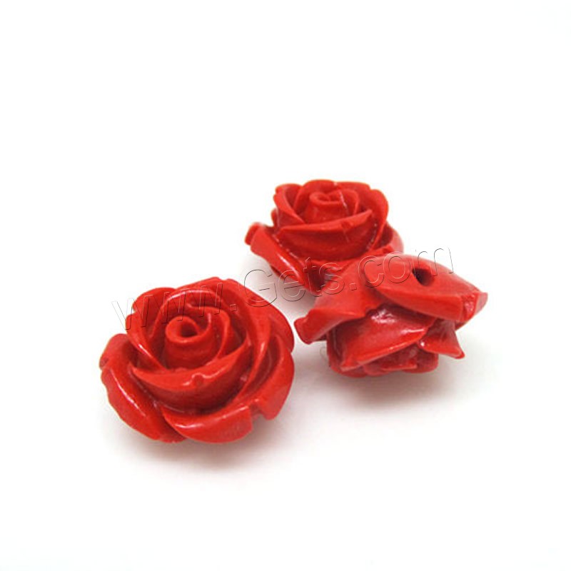 Zinnober Perlen, Cinnabaris, Blume, geschnitzt, verschiedene Größen vorhanden, rot, Bohrung:ca. 1-2mm, verkauft von PC