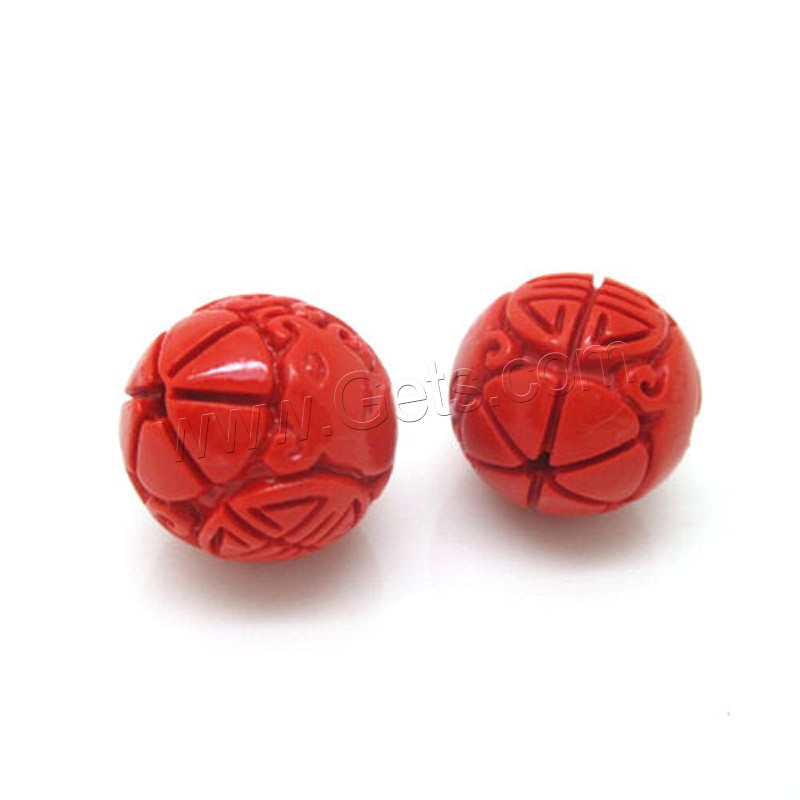 Cinnabar Beads, Round, Carved, different size for choice, red, Hole:Approx 1-2mm, Sold By PC