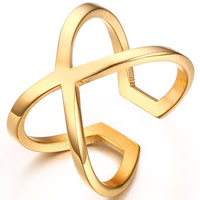 нержавеющая сталь Манжеты палец кольцо, плакированный настоящим золотом, разный размер для выбора & Женский, 15mm, продается PC