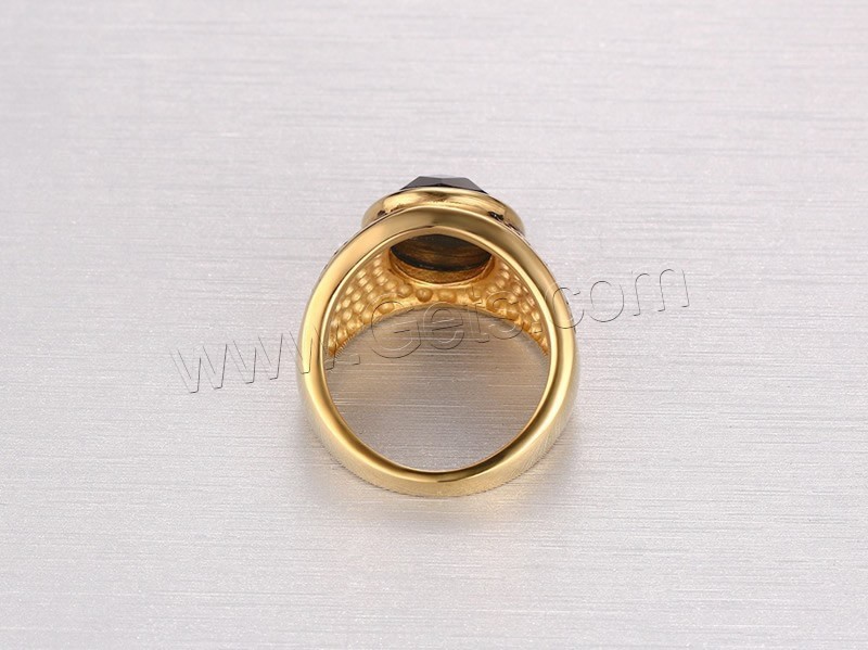 Schwarz Achat Finger Ring, Edelstahl, mit Schwarzer Achat, vergoldet, natürliche & verschiedene Größen vorhanden & für den Menschen & facettierte & Schwärzen, 18mm, verkauft von PC