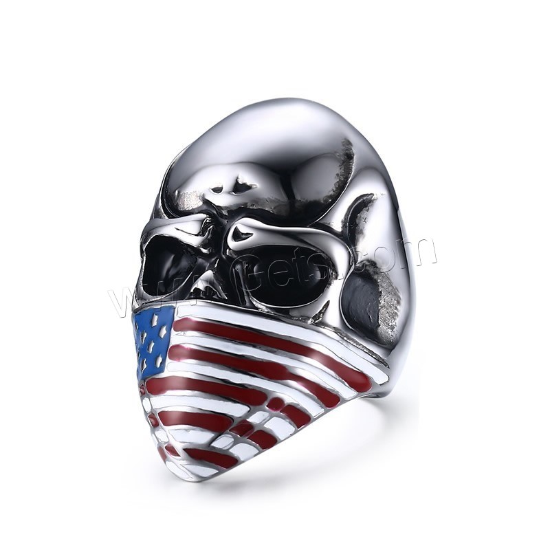 Men Stainless Steel Ring in Bulk, Skull, different size for choice & for man & epoxy gel, 40mm, Sold By PC