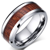 Men Tungsten Steel Ring in Bulk, with Paper, imitation wood & for man, original color, 8mm 