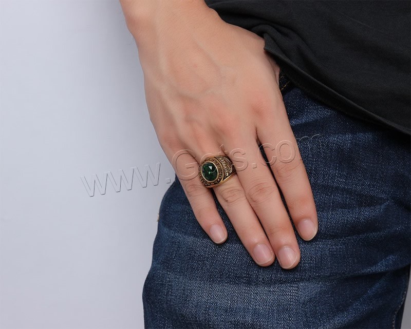 Fingerring Edelstahl-Mann, Edelstahl, mit Kristall, vergoldet, verschiedene Größen vorhanden & mit Brief Muster & für den Menschen & facettierte & Schwärzen, 19mm, verkauft von PC
