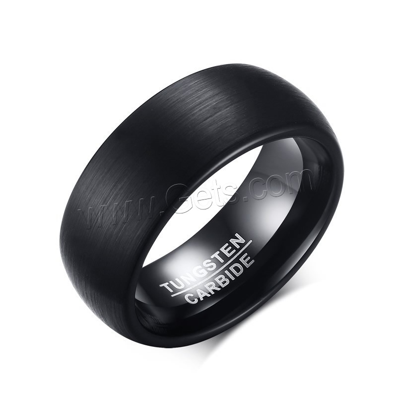 Men Tungsten Steel Ring in Bulk, vacuum plating black​, different size for choice & with letter pattern & brushed & for man, 8mm, Sold By PC