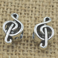 Zinc Alloy European Beads, Music Note, antique silver color plated, without troll, lead & cadmium free Approx 5mm 
