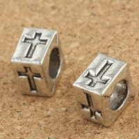 Zinc Alloy European Beads, Rectangle, antique silver color plated, without troll, lead & cadmium free Approx 5mm 