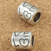 Zinc Alloy European Beads, Column, word love, antique silver color plated, without troll, lead & cadmium free Approx 5mm 