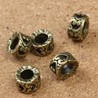 Perles European en alliage de zinc, rondelle, Plaqué de couleur de bronze antique, sans filetage, sans plomb et cadmium Environ 5mm, Vendu par PC