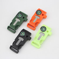 Survival Bracelet Clasp, Plastic, with Glass, with fire starter & with compass, mixed colors Approx 18mm 