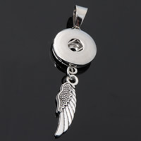 Zinc Alloy Snap Button Pendant Setting, Wing Shape, plated, lead & cadmium free, 18mm Approx 3-5mm, Inner Approx 6mm 