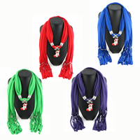 Fashion Scarf, Polyester, with Zinc Alloy, Christmas Sock, platinum color plated, Christmas jewelry & for woman & enamel & with rhinestone 