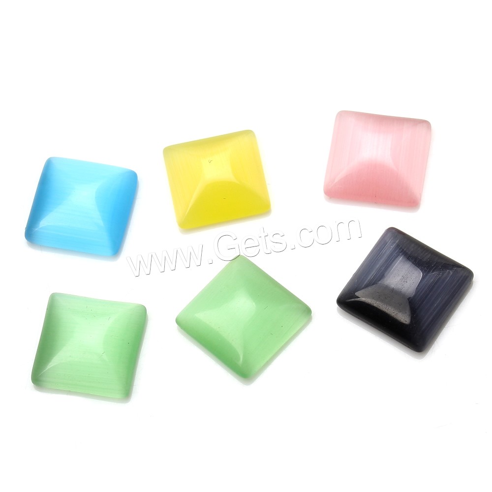 Cats Eye Cabochons, Square, different size for choice & flat back, more colors for choice, 1000PCs/Bag, Sold By Bag