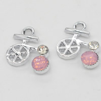 Vehicle Shaped Zinc Alloy Pendants, Bike, platinum color plated, with rhinestone, lead & cadmium free Approx 1-2mm 
