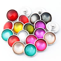 Zinc Alloy Jewelry Snap Button, with Cats Eye, Flat Round, platinum color plated lead & cadmium free, 12mm 