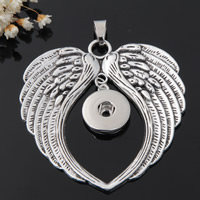 Zinc Alloy Snap Button Pendant Setting, Wing Shape, antique silver color plated, lead & cadmium free, 18mm Approx 3-5mm, Inner Approx 6mm 