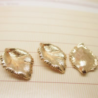 Messing Perlenkappe, Lilie, 24 K vergoldet, frei von Blei & Kadmium, 12x17mm, Bohrung:ca. 1-2mm, verkauft von PC