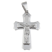 Stainless Steel Saint Pendant, Crucifix Cross, with letter pattern, original color Approx 