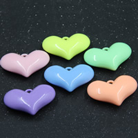 Solid Color Acrylic Pendants, Heart, mixed colors, 24mm Approx 2mm 