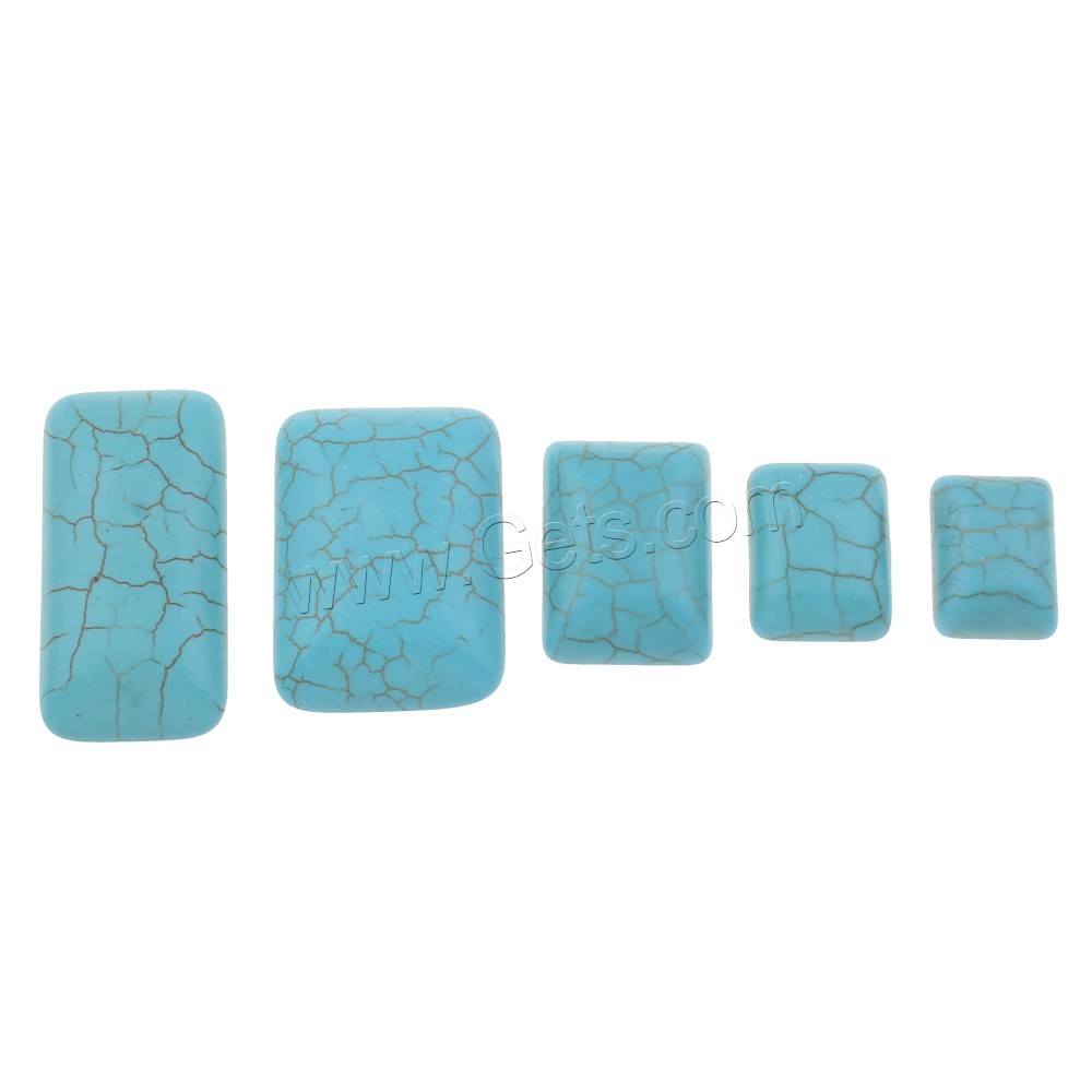 Synthetic Turquoise Cabochon, Rectangle, different size for choice & flat back, blue, Sold By Bag