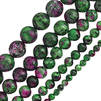 Perles unakite, Rubis en Zoïsite, Rond, normes différentes pour le choix Environ 1-2mm Environ 15 pouce, Vendu par brin