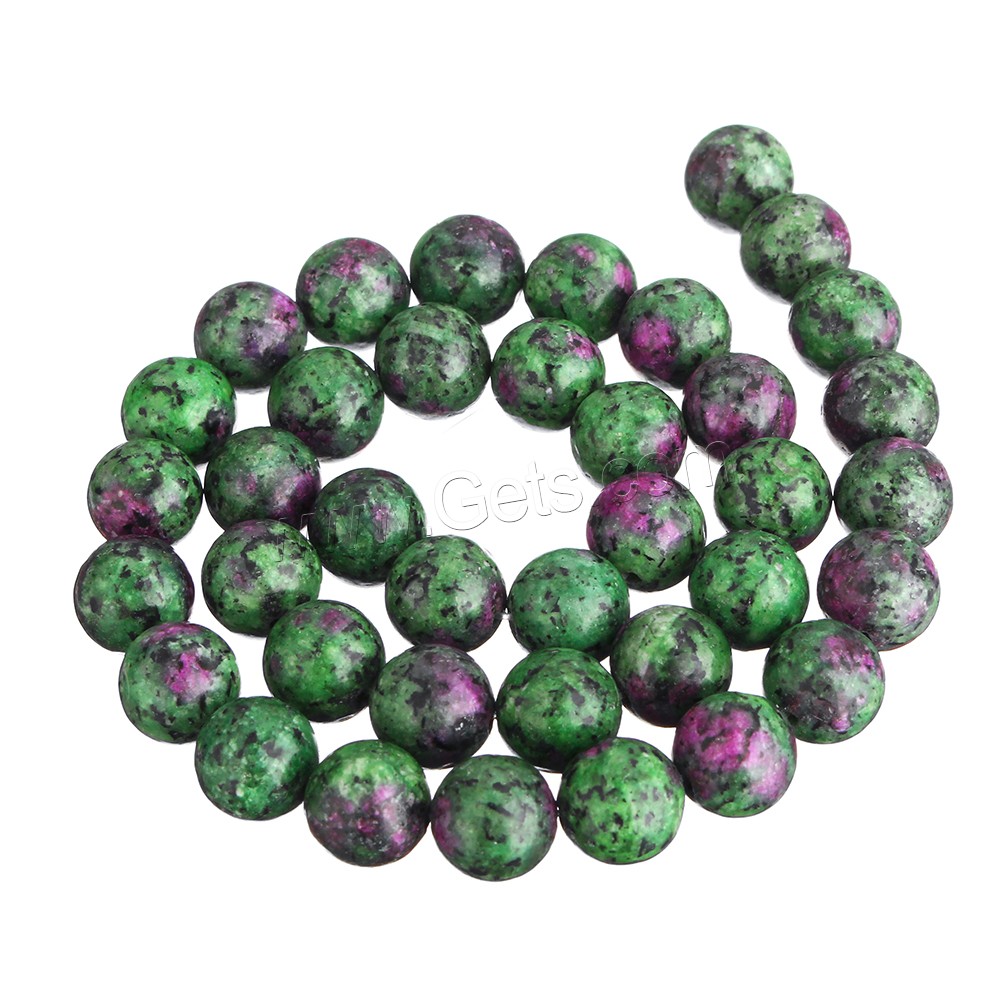 Unakit Perlen, Rubin Zoisit, rund, verschiedene Größen vorhanden, Bohrung:ca. 1-2mm, Länge:ca. 15 ZollInch, verkauft von Strang